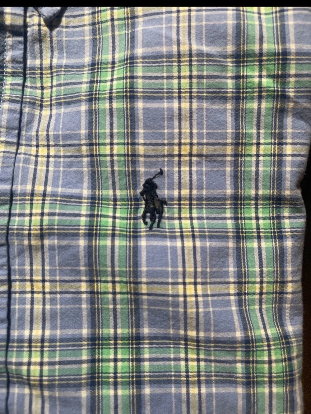 Polo Ralph Lauren Boys Size 5 Plaid Button Down Shirt Blue Green Preppy